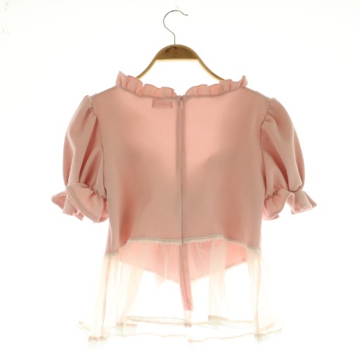 リルリリー lilLilly 25SS ワッフルリボンオーガンジーフリルトップス 