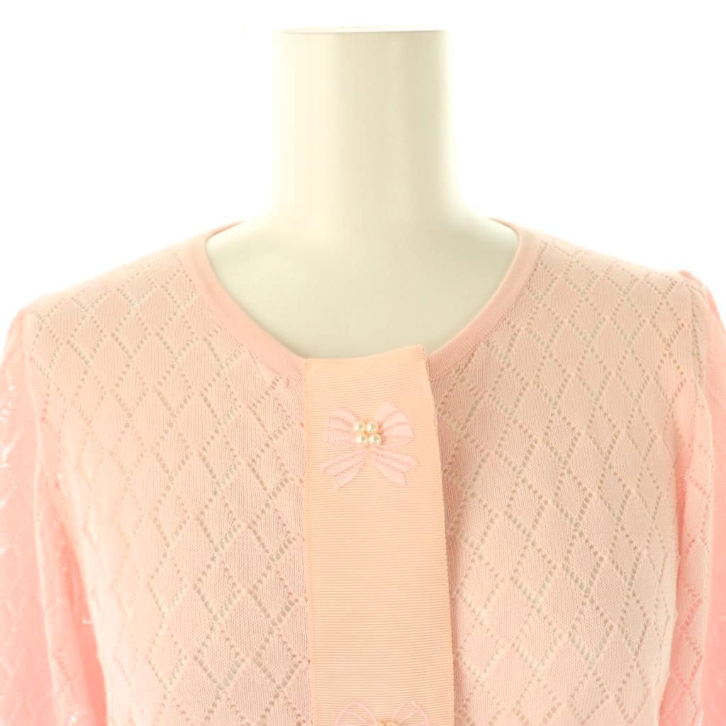 エムズグレイシー M'S GRACY リボン刺繍ニットカーディガン 五分袖