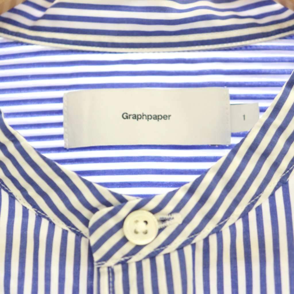 Graphpaper 青白ストライプ 長袖シャツ F Graphpaper (グラフペーパー) High Count Regular Collar Shirt