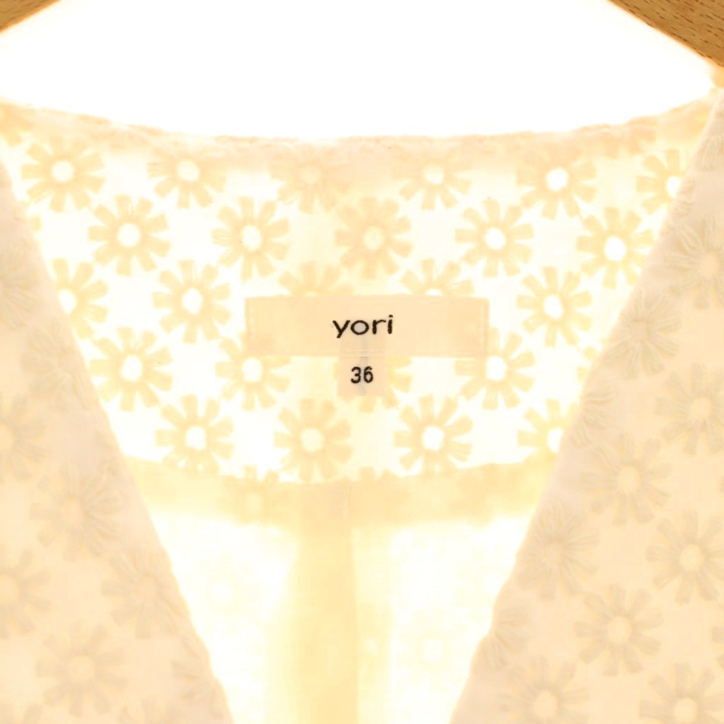 ヨリ yori 25SS フラワー刺繍ミニジレ ベスト Vネック 36 アイボリー