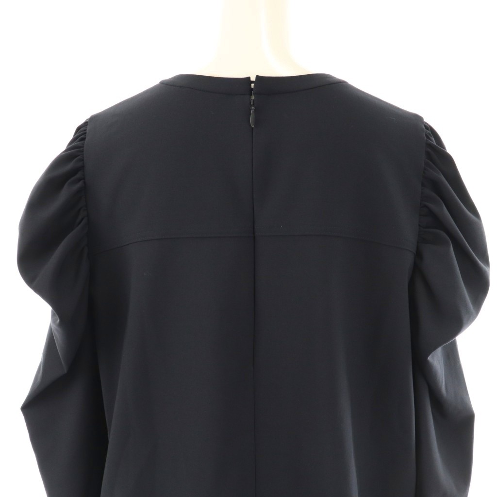 ヨリ yori 24AW タックショルダーハンサムブラウス リボン 38 ネイビー 