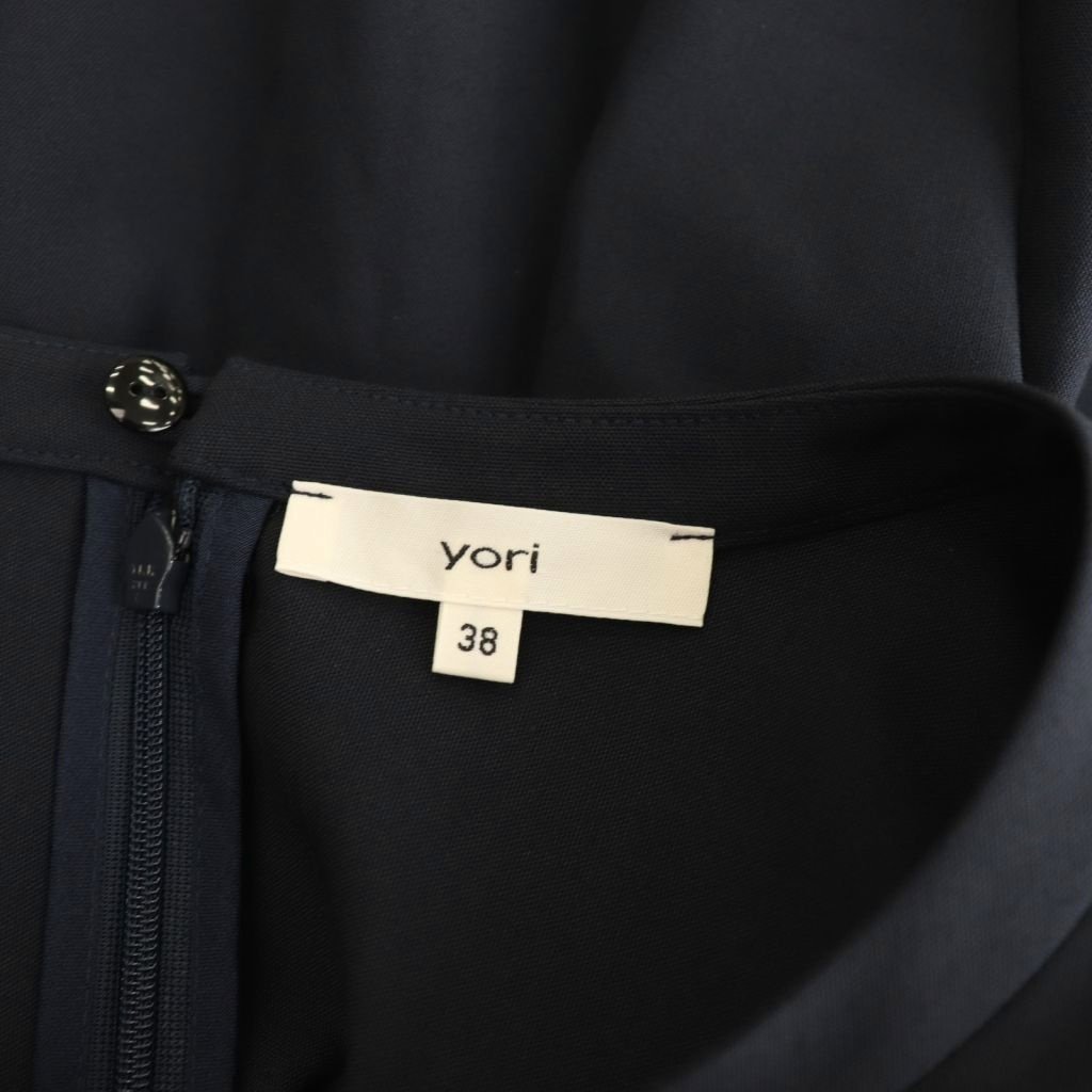 ヨリ yori 24AW タックショルダーハンサムブラウス リボン 38 ネイビー 
