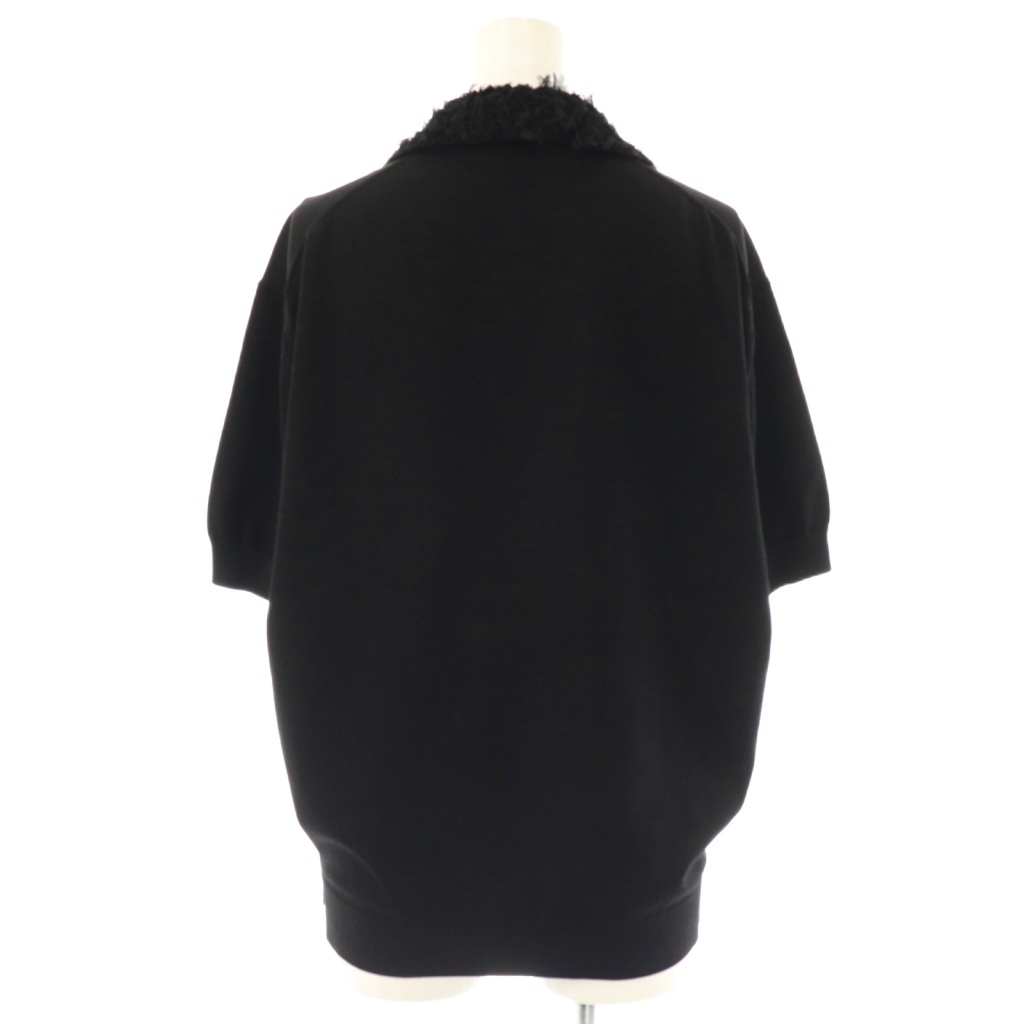 DRAWER ドゥロワー 16G エリ フリンジ ショート スリーブ ニット DRAWER ドゥロワー 16G エリ フリンジ ショート スリーブ ニット