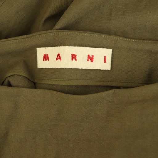 マルニ　フレアースカート　38 マルニ MARNI フレアスカート ロング リネン混 ストレッチ 38 カーキ