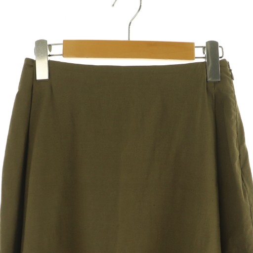 マルニ　フレアースカート　38 マルニ MARNI フレアスカート ロング リネン混 ストレッチ 38 カーキ