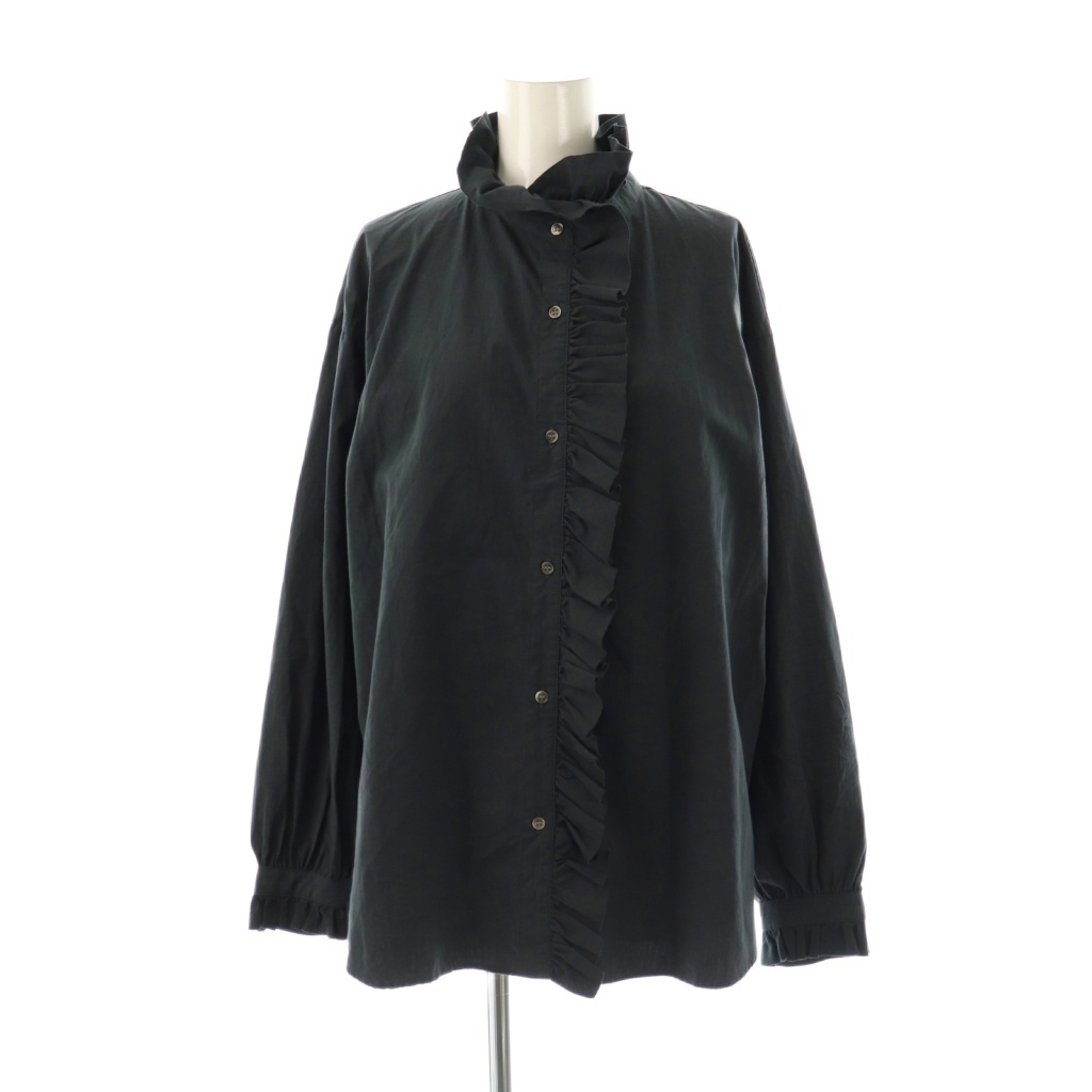 カグレ かぐれ 25SS コットンフリルカラーシャツ 長袖 F グレー /AT  