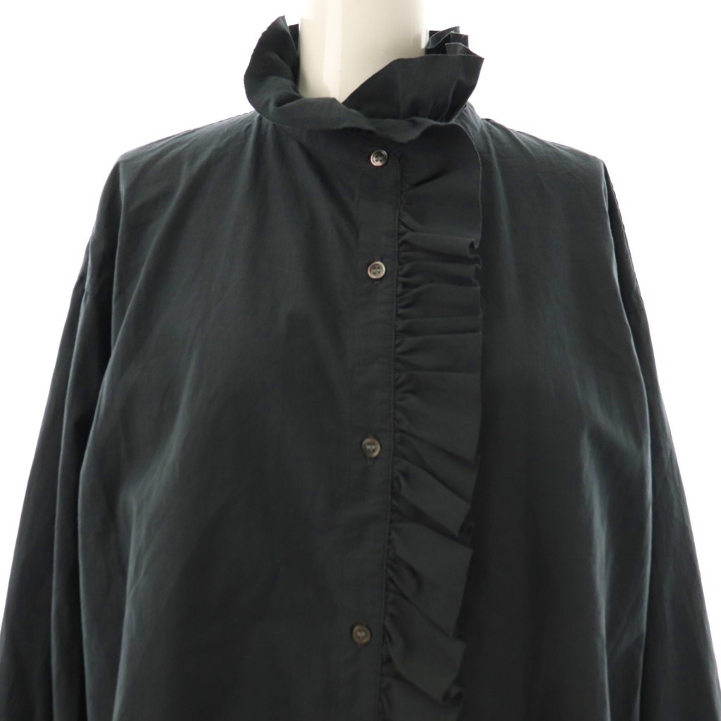 カグレ かぐれ 25SS コットンフリルカラーシャツ 長袖 F グレー /AT  