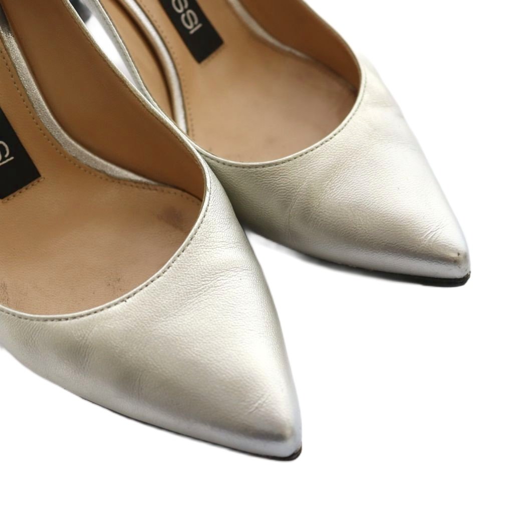 セルジオロッシ Sergio rossi ポインテッドトゥヒールパンプス 35 銀色