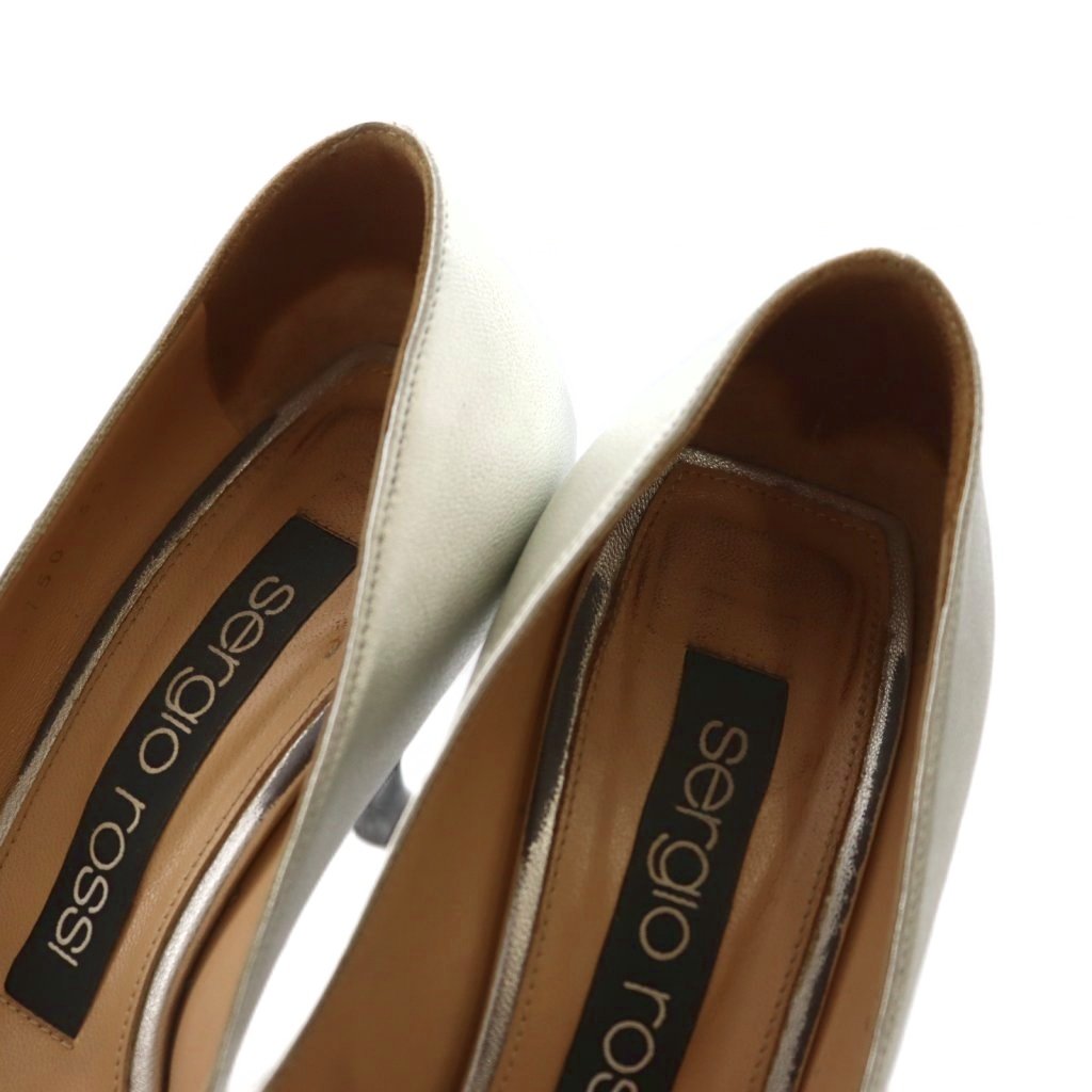 セルジオロッシ Sergio rossi ポインテッドトゥヒールパンプス 35 銀色