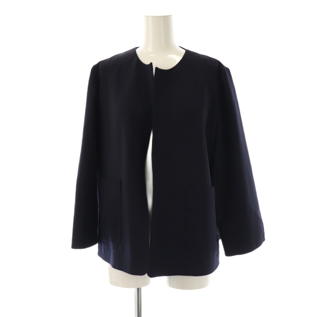 美品 J&M DAVIDSON 金ボタン ノーカラー ジャケット ブラック ジェイ&エムデヴィッドソン J&M Davidson セットアップ パンツスーツ