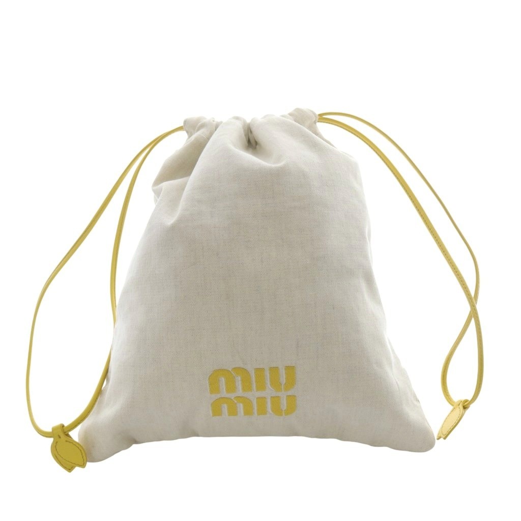 ミュウミュウ miumiu 巾着ポーチ バッグ ロゴ キャンバス ベージュ