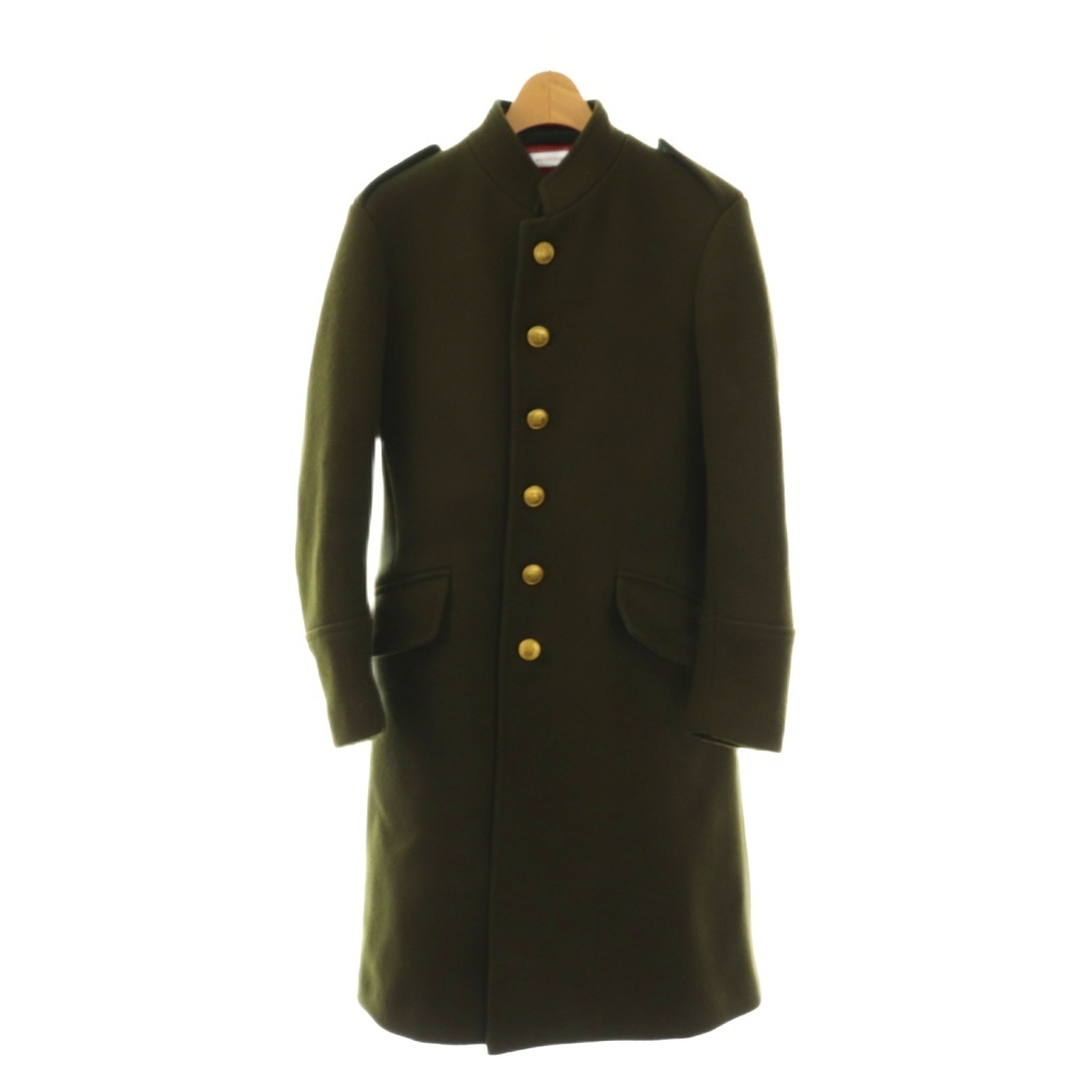 【中古】マディソンブルー オフィサーコート アウター ロング 金ボタン 00 モスグリーン /DO ■OS レディース マディソンブルー MADISONBLUE オフィサーコート アウター ロング 金