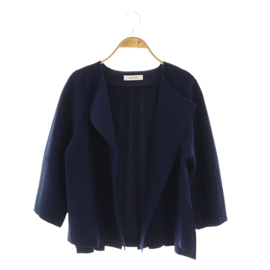 アドーア ADORE プリーツドッキングニットジャケット ノーカラー 38