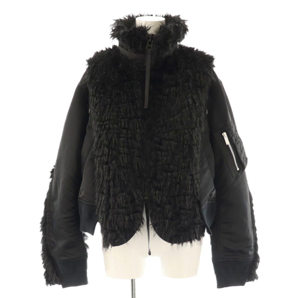 サカイ サイズ:1  24-07604 フェイクファーナイロンブルゾン 中古 BS99 サカイ sacai 24AW 24-07604 Faux Fur x Nylon Blouson ブルゾン 中綿