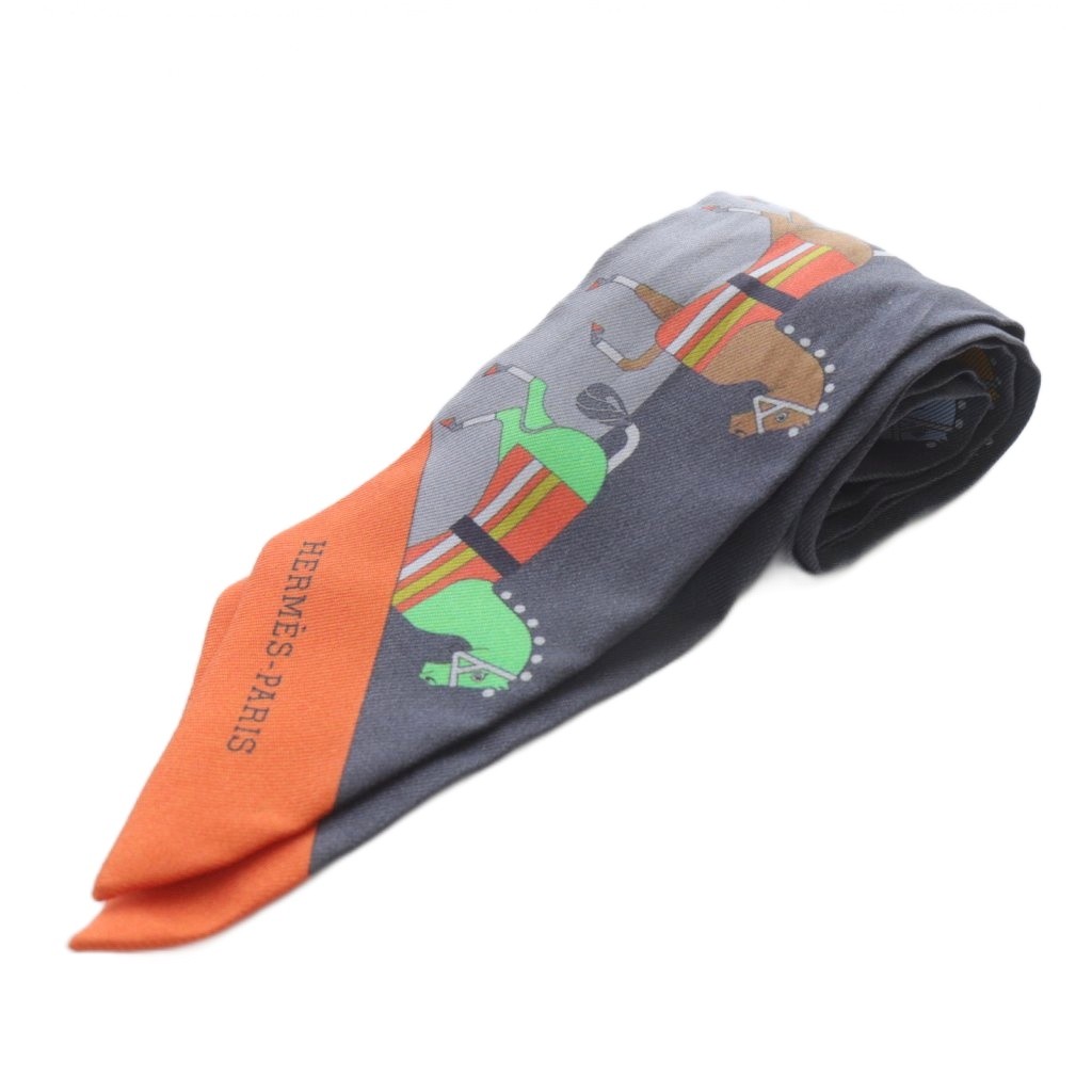 エルメス HERMES ツイリー ロカバール ROCABAR スカーフ 総柄 グレー  