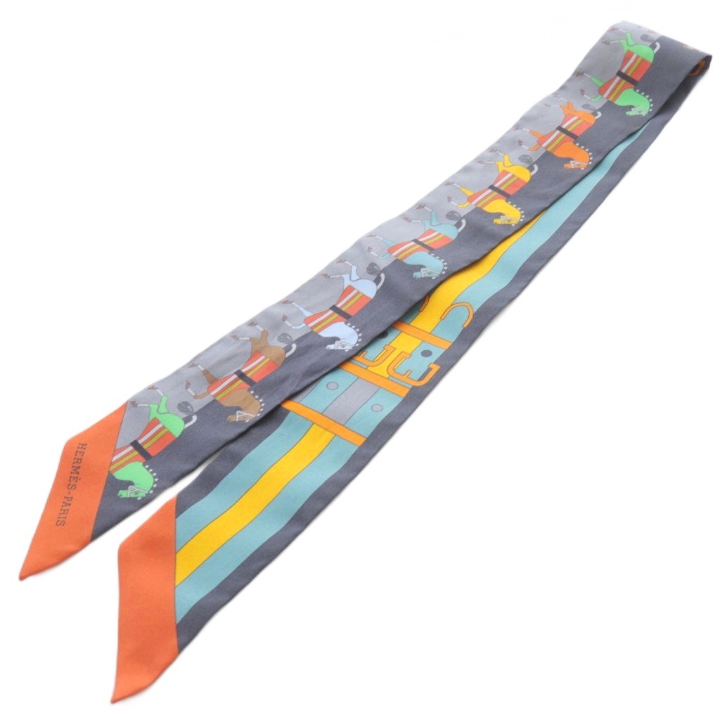 エルメス HERMES ツイリー ロカバール ROCABAR スカーフ 総柄 グレー  