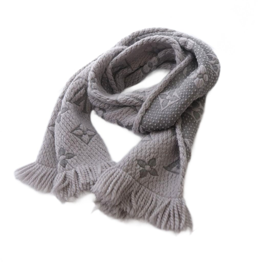 ルイヴィトン エシャルプ ロゴマニア マフラー グレー LOUIS VUITTON