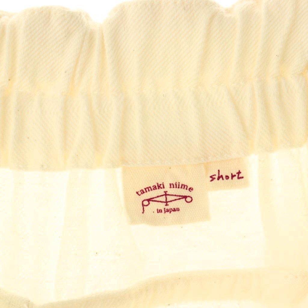 【中古】玉木新雌 タマキニイメ tamaki niime サルエルパンツ ハーフパンツ ショートパンツ オフホワイト グリーン 玉木新雌 タマキニイメ tamaki niime サルエルパンツ ハーフパンツ