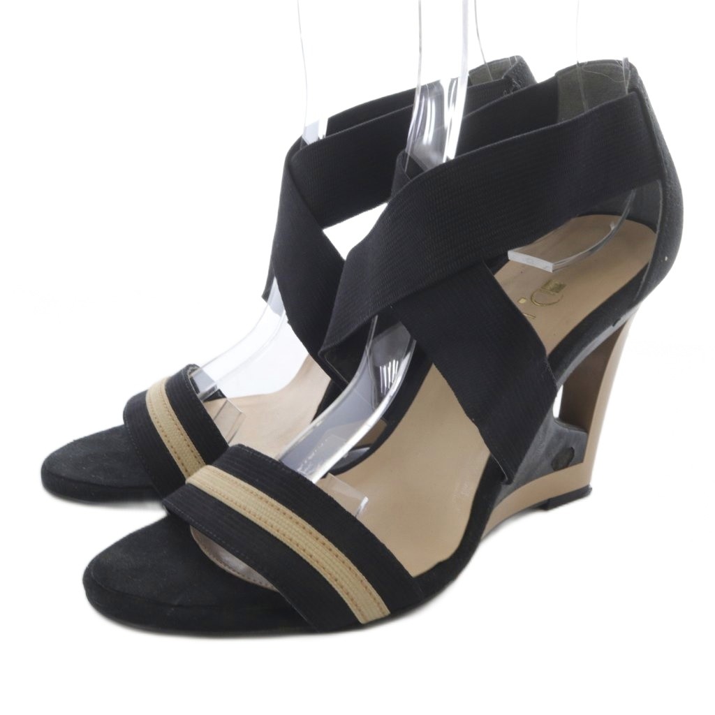 ダイアナ DIANA ウェッジソール サンダル ストラップ 24cm 黒 ブラック
