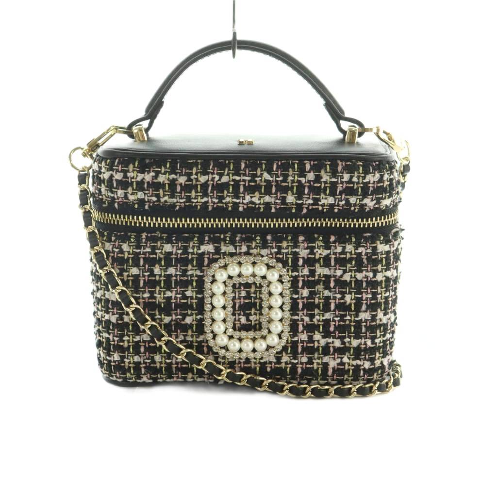 Herlipto tweed crystal vanity bag black 【公式通販】