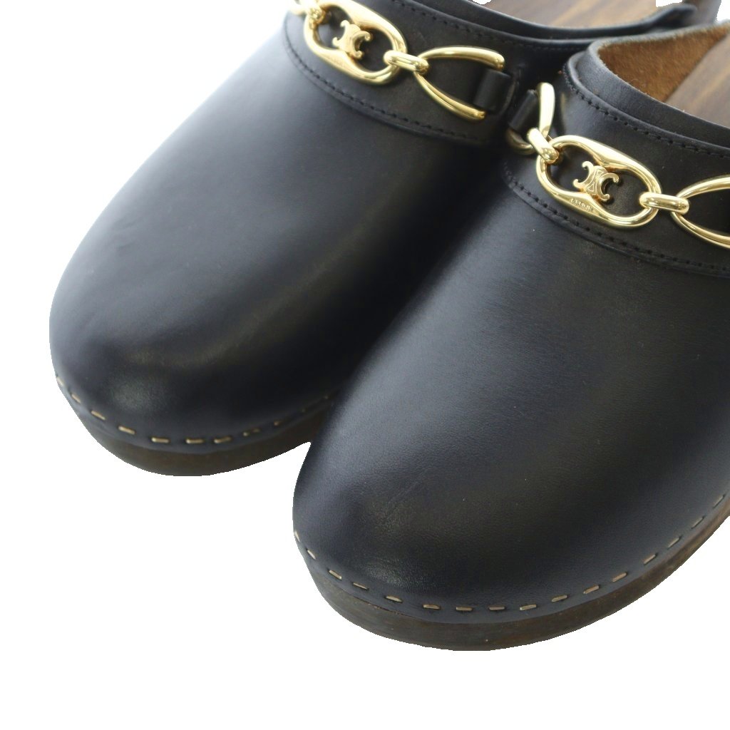 セリーヌ CELINE マカダムチェーン サボサンダル レザー 本革 39 25cm