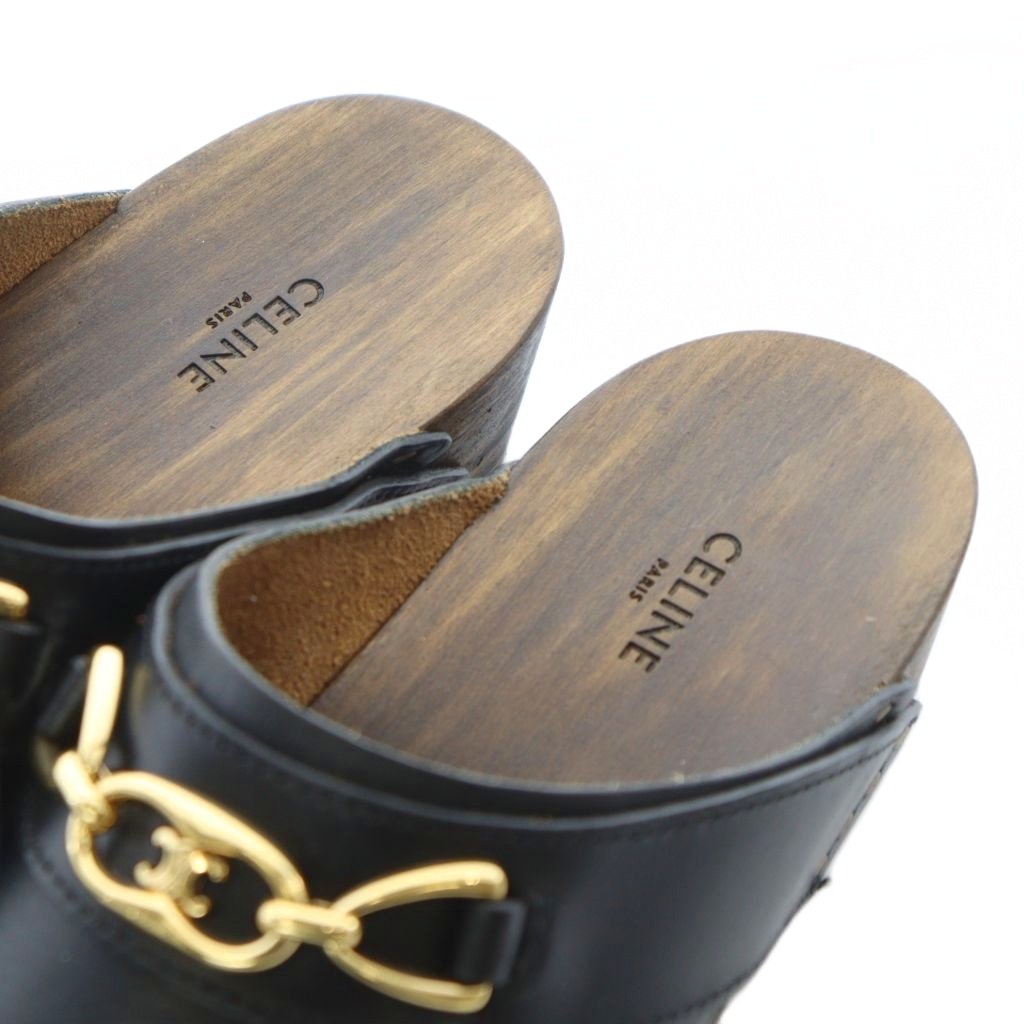 セリーヌ CELINE マカダムチェーン サボサンダル レザー 本革 39 25cm