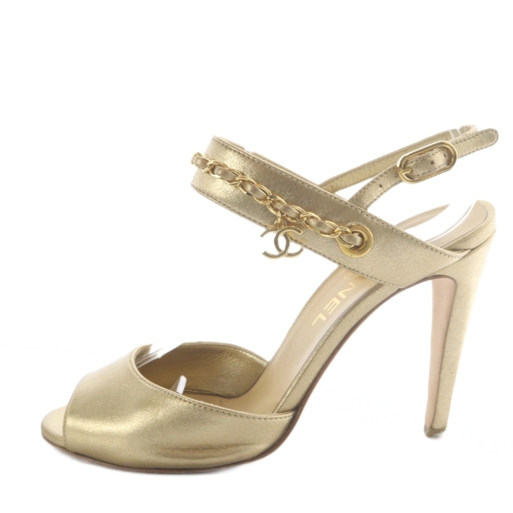 シャネル CHANEL サンダル ハイヒール ココマーク チェーン ストラップ