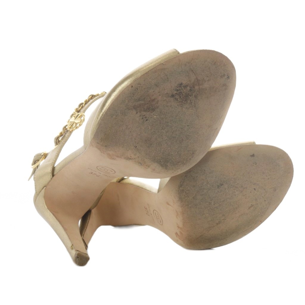 シャネル CHANEL サンダル ハイヒール ココマーク チェーン ストラップ