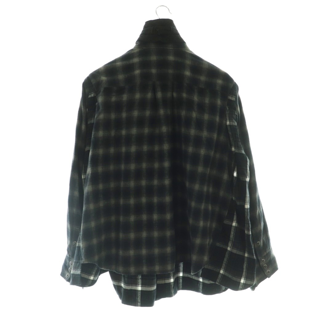 サカイ sacai 20-02237M レイヤードチェックシャツ 長袖 前開き 
