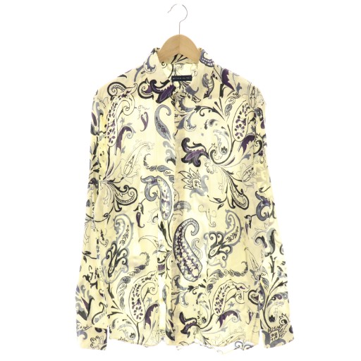 エトロ ETRO ペイズリー柄 シャツ 長袖 XL クリーム色 マルチカラー 