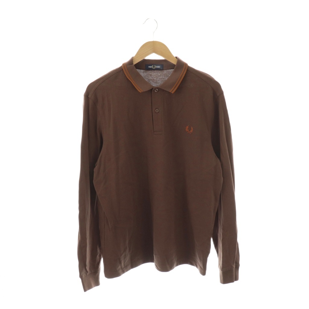 フレッドペリー FRED PERRY 長袖 ポロシャツ L ブラウン /HK □OS 
