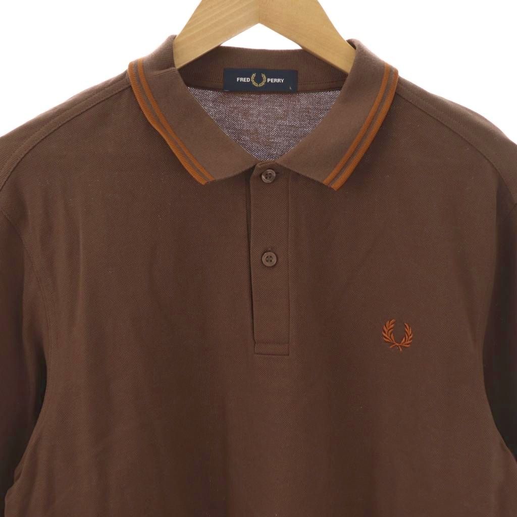 フレッドペリー FRED PERRY 長袖 ポロシャツ L ブラウン /HK □OS 