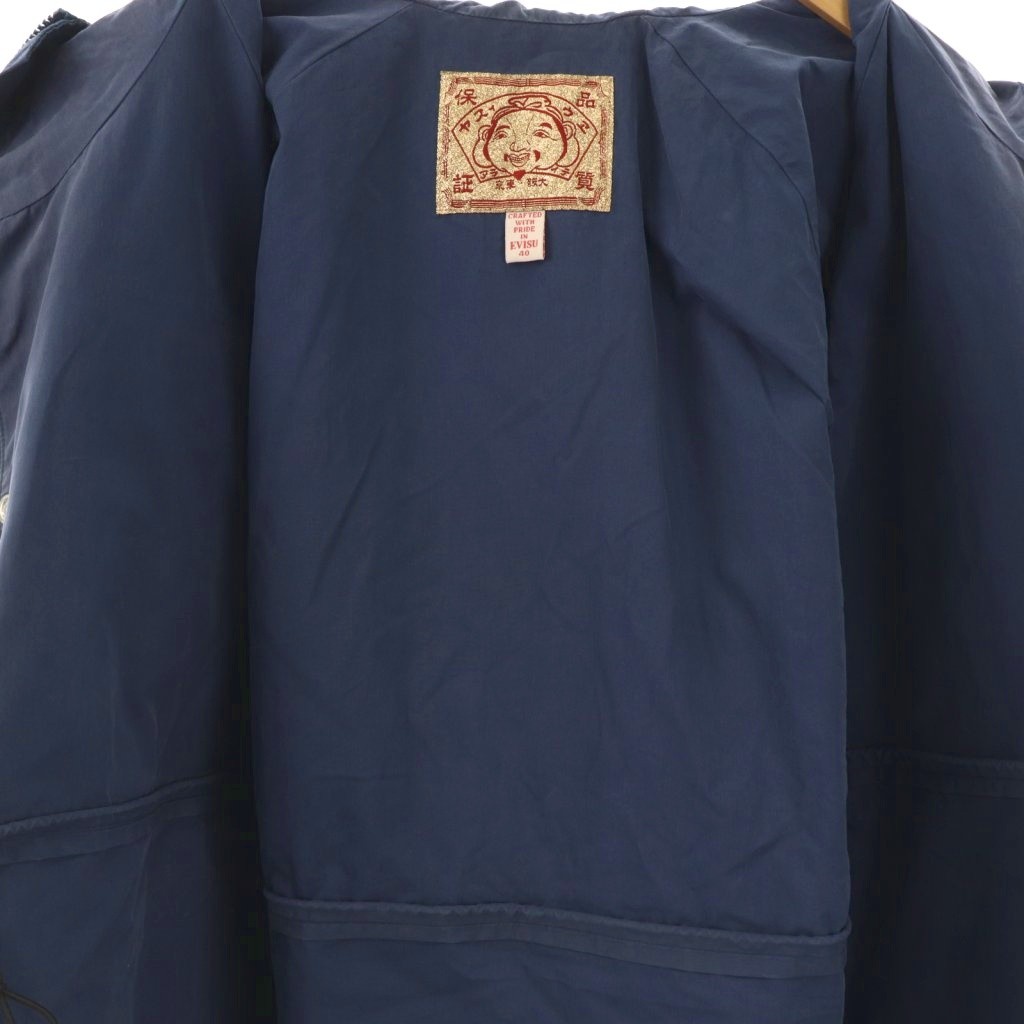 エヴィス EVISU モノグラム マウンテンパーカー ジャケット 40 青 黒 