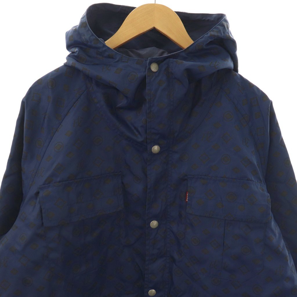 エヴィス EVISU モノグラム マウンテンパーカー ジャケット 40 青 黒 