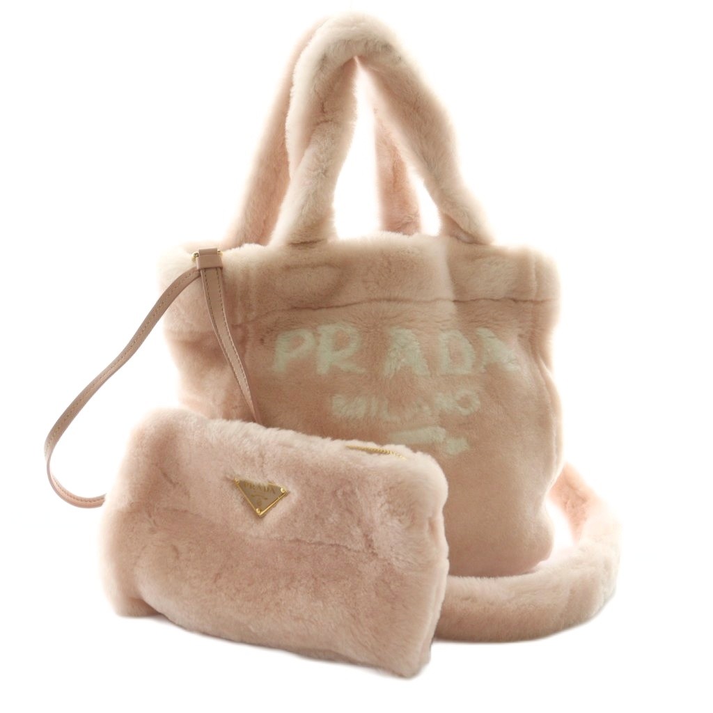 PRADA ピンク ファー ハンドバッグ プラダPRADA ピンク ファー