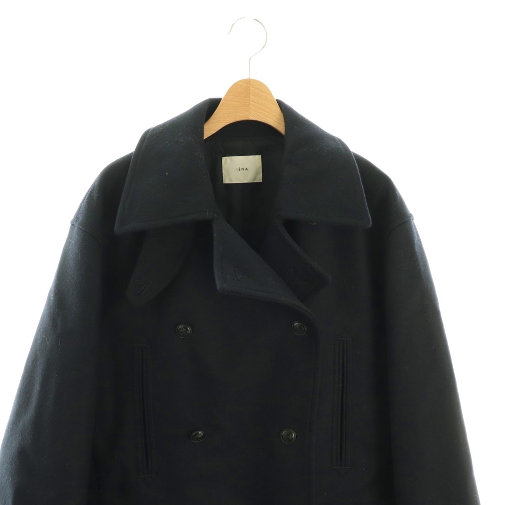 イエナ IENA 25AW メルトンウール ピーコート ダブル 36 ネイビー /HK ■OS  レディース