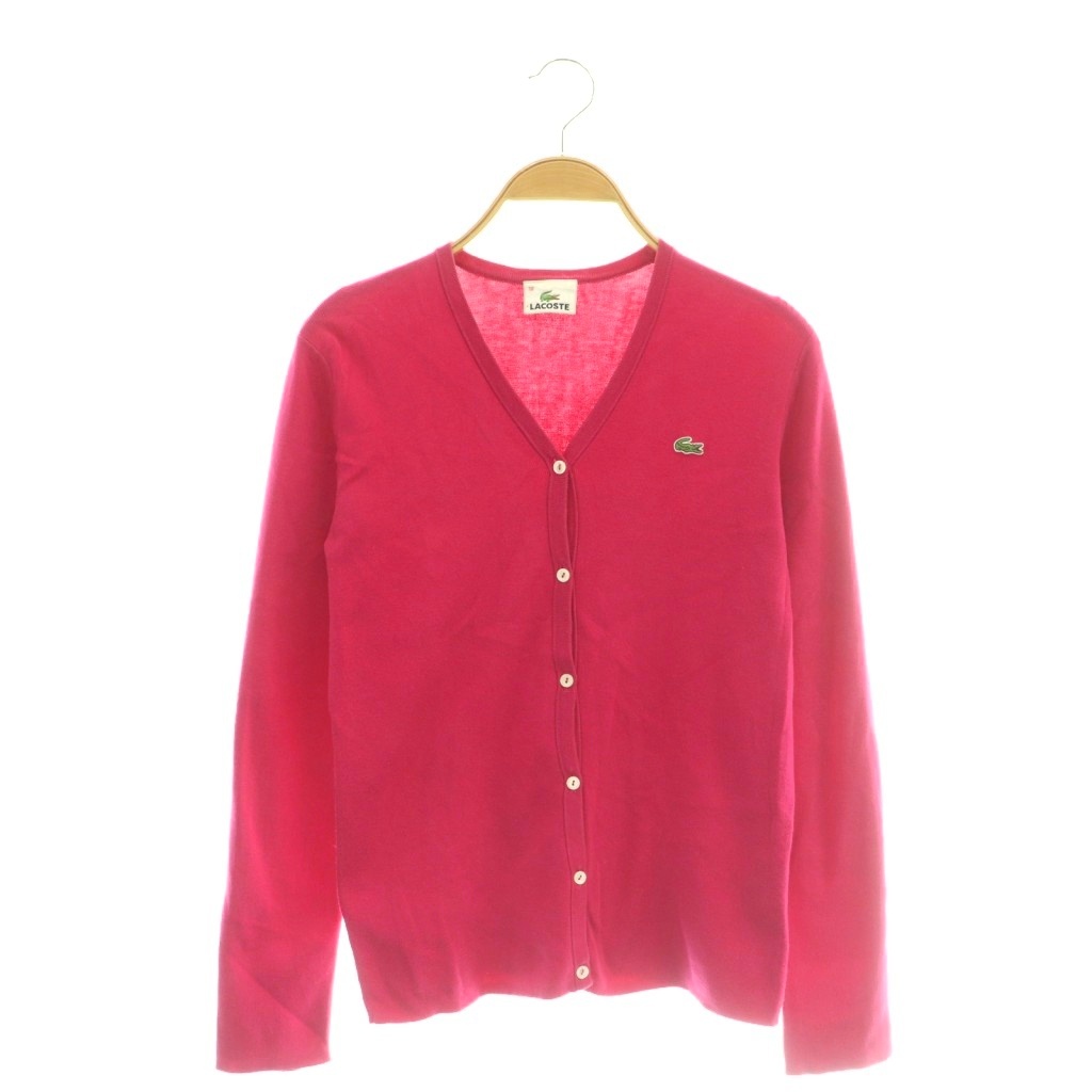 ラコステ LACOSTE コットンニットカーディガン Vネック 38 ピンク /CX 