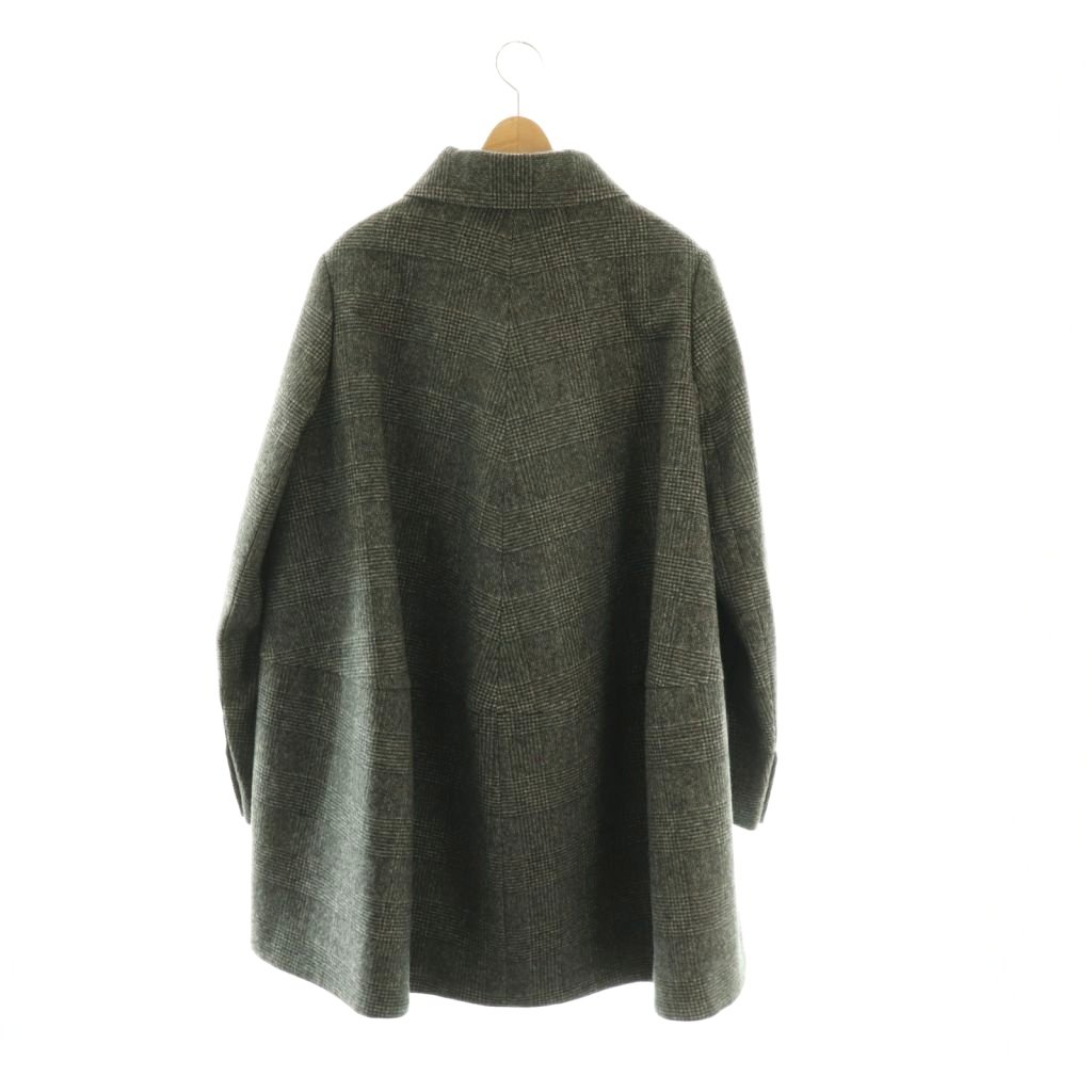 ニナリッチ NINA RICCI ウール チェックコート ステンカラーコート 38 