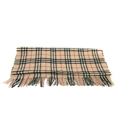 バーバリー BURBERRY マフラー ノバチェック フリンジ ロゴ ベージュ