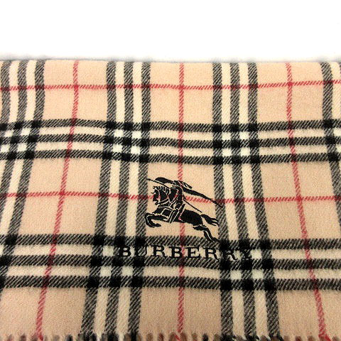 バーバリー BURBERRY マフラー ノバチェック フリンジ ロゴ ベージュ