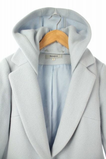 リランドチュール Rirandture フード付きチェスターコート ミディアム丈 スナップボタン 1 ライトブルー Os レディース 170 ベクトルパーク