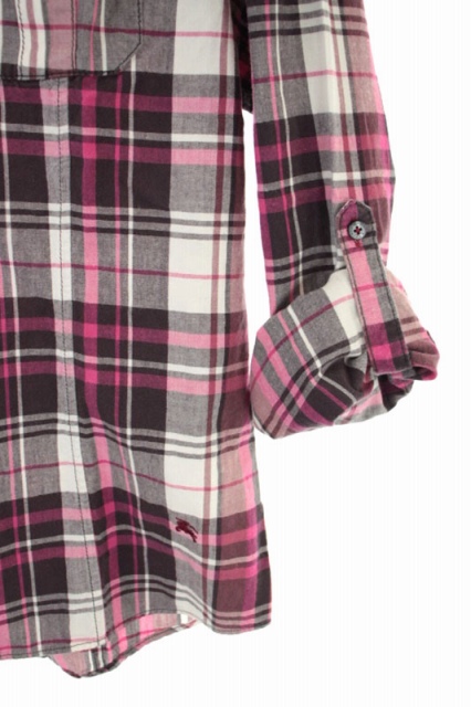 【美品】BURBERRY BLACK LABEL チェック柄 ピンク 桃 美品【BURBERRY BLACK LABEL】七分袖シャツ ピンクチェックXL