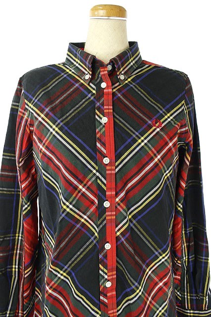 フレッドペリー Fred Perry シャツワンピース ひざ丈 チェック 長袖 8 赤 黒 黄 Kn Osw レディース 170 ベクトルパーク