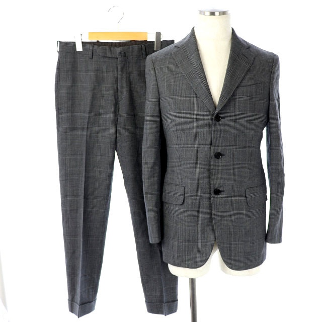 ビームスエフ Beams F ボリオリ Boglioli Strtoria スーツ セットアップ 上下 テーラードジャケット チェック パンツ スラックス ウール 44 グレー Hs Os Ibs81 メンズ 170 ベクトルパーク