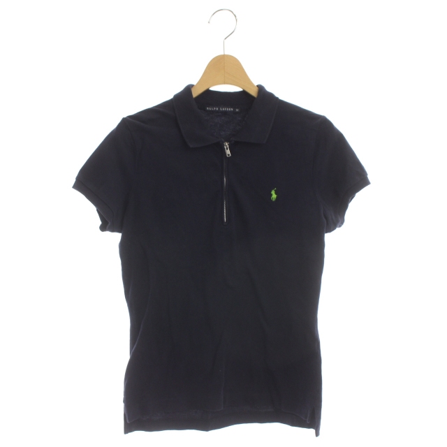 ラルフローレン RALPH LAUREN ポロシャツ 半袖 ハーフジップ M 紺 