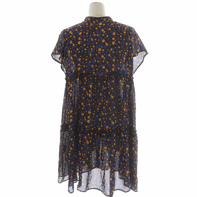 クスクス Kuskus シャツワンピース 膝丈 半袖 ティアード 前開き ドット 水玉 M 茶 紺 オレンジ ブラウン ネイビー Es Os Sc レディース 170 ベクトルパーク