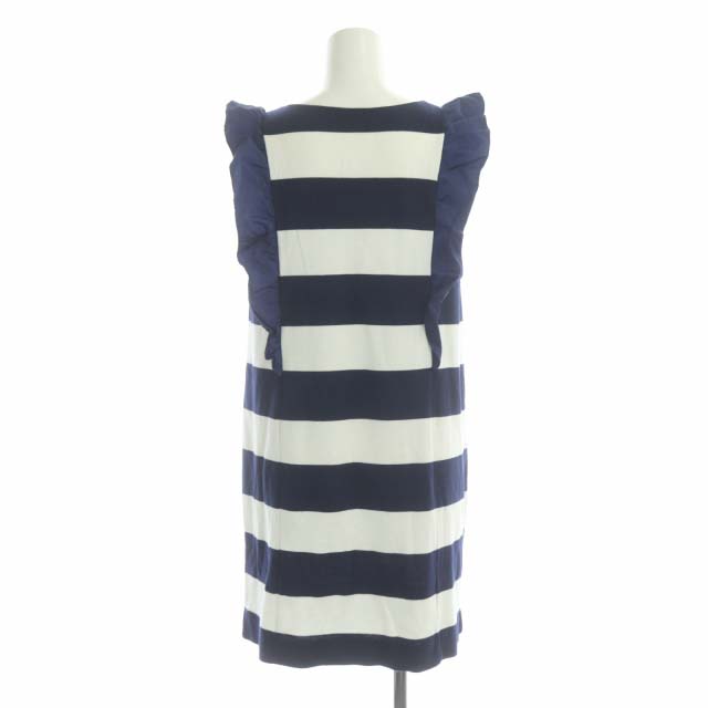 ジルスチュアート Jill Stuart ワンピース ノースリーブ 台形 ミニ ボーダー フリル クルーネック 0 紺 白 ネイビー ホワイト Os Sc レディース 170 ベクトルパーク