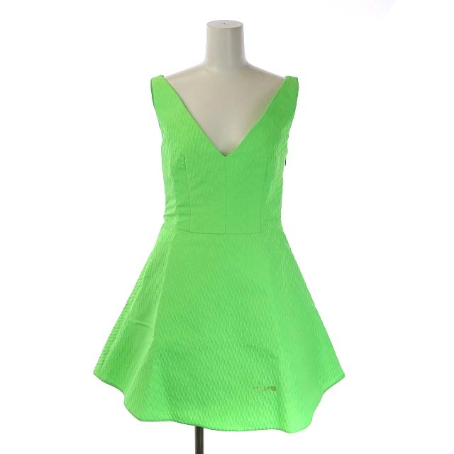 プラダ PRADA 18SS ノースリーブワンピース ミニ フレア Vネック 蛍光