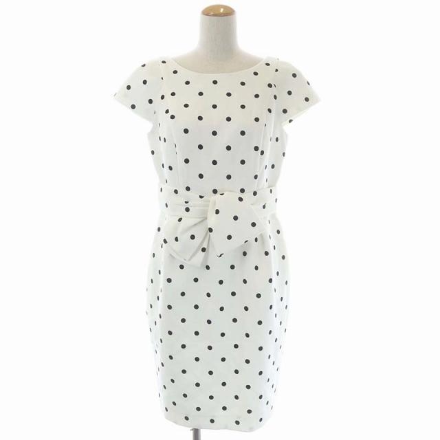 アプワイザーリッシェ Apuweiser Riche ワンピース 半袖 ひざ丈 タイト ドット 水玉 2 白 黒 ホワイト ブラック Cm Os Gy08 レディース 170 ベクトルパーク