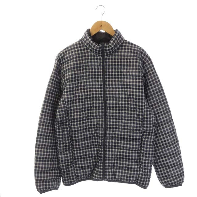 ユニクロ Uniqlo ダウンジャケット アウター ハイネック ジップアップ チェック L 紺 白 グレー Cm Os Gy08 メンズ 170 ベクトルパーク